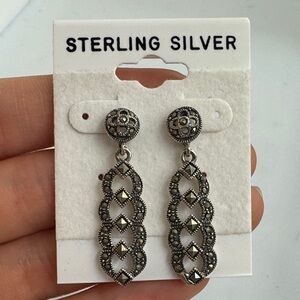 Sterling Silver Marcasite Vintage Jewelry Earrings